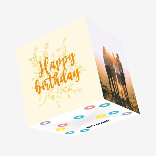 Happy Birthday Cute Yellow Confetti-exploding Greetings Card