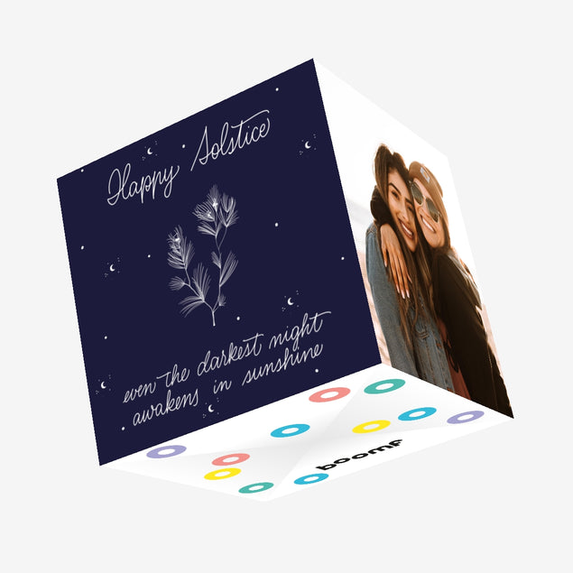 Happy Solstice Even The Darkest Night Awakens In The Sunshine Confetti-exploding Greetings Card