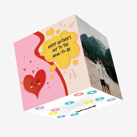 Happy Mother's Day To The Mom-to-Be Cute Heart Confetti-exploding Greetings Card