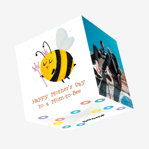 Princess Bee Happy Mother's Day To A Mom-to-Bee Confetti-exploding Greetings Card