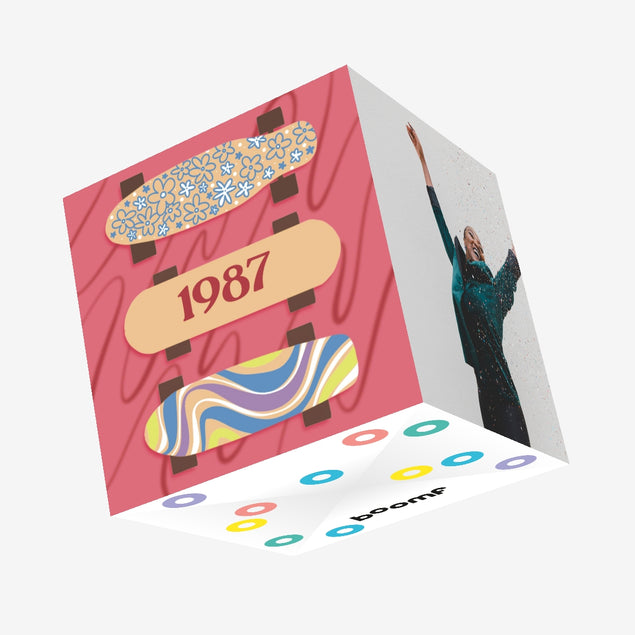 Happy Birthday 1987 Skateboard Confetti-exploding Greetings Card