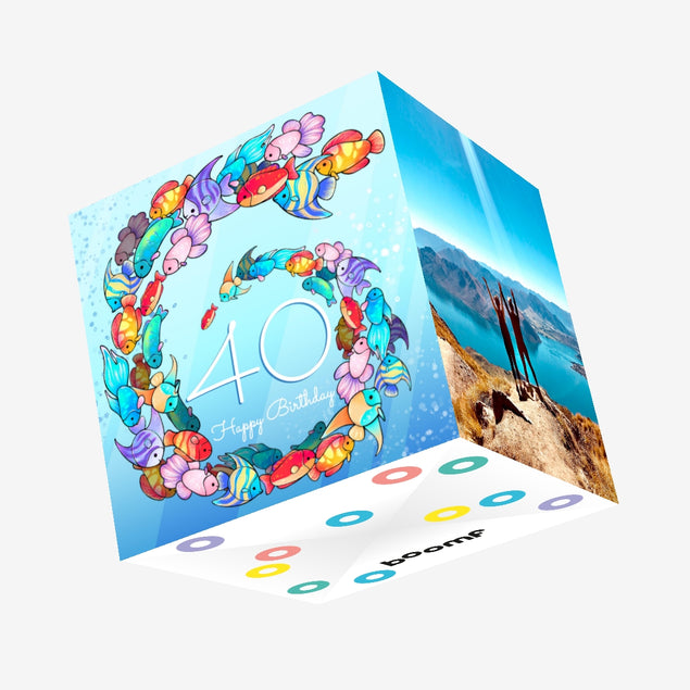 Sea Fish Happy 40th Birthday Confetti-exploding Greetings Card