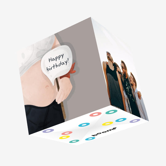 Cute Pregnant Belly Happy Birthday Confetti-exploding Greetings Card
