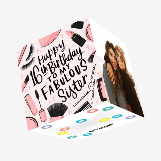 Sister Makeup Products 16th Birthday Confetti-exploding Greetings Card