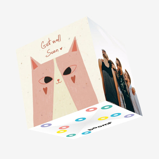 Get Well Soon Cute Cat Confetti-exploding Greetings Card
