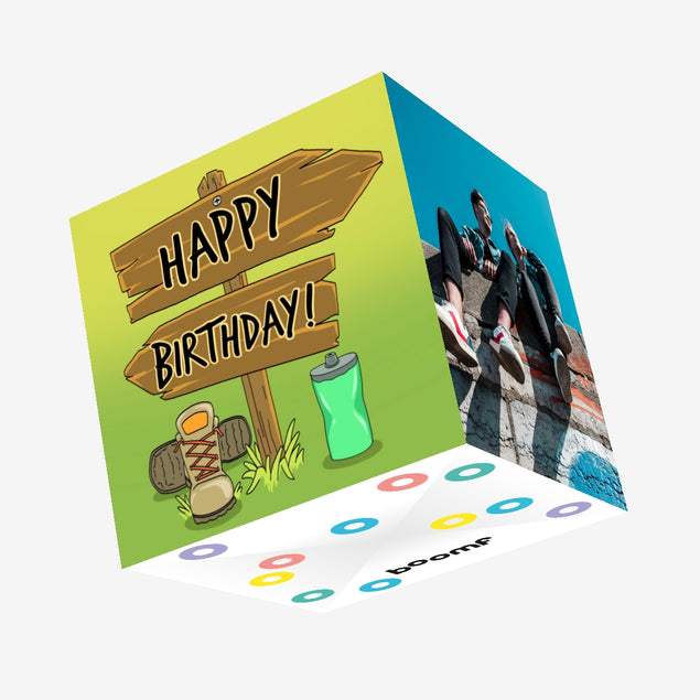 Walking Paths Happy Birthday Confetti-exploding Greetings Card