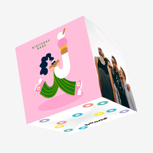 Birthday Babe Ice Cream Birthday Confetti-exploding Greetings Card