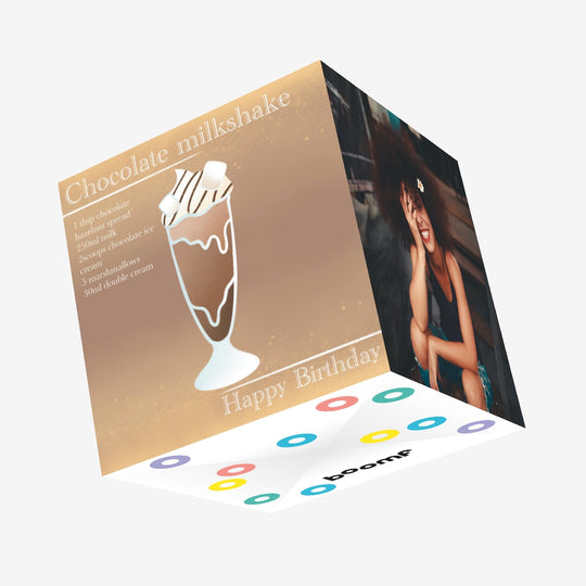 Chocolate Milkshake Recipe Happy Birthday Confetti-exploding Greetings Card