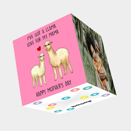 I've Got A Llama Love For My Mama Bomb 3D Cube Card