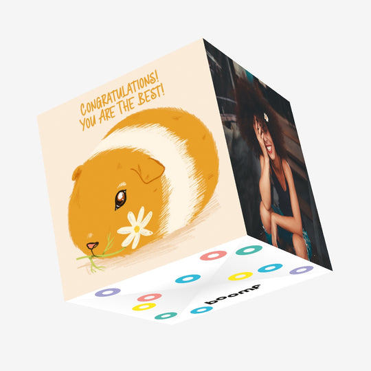 Congratulations You Are The Best Cute Guinea Pig With A Flower Confetti-exploding Greetings Card