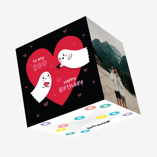 Happy Birthday Boyfriend Cute Ghosts Confetti-exploding Greetings Card