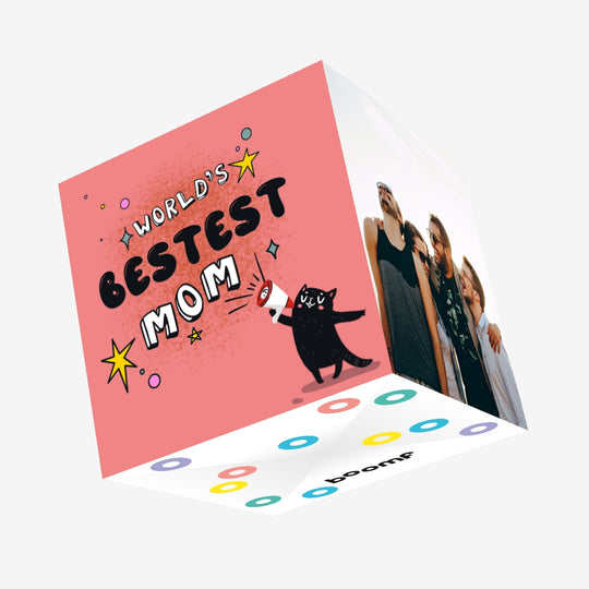 World's Bestest Mom Funny Black Cat Mother's Day Confetti-exploding Greetings Card