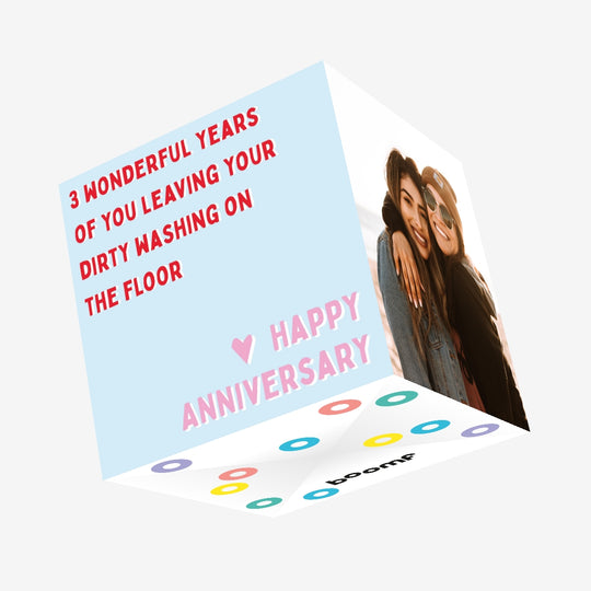 Three Years of Laundry Confetti-exploding Greetings Card