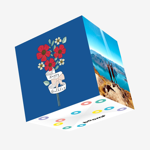 Bunch Of Red Flowers Birthday Confetti-exploding Greetings Card