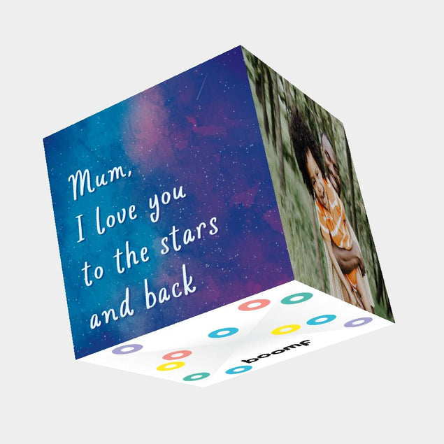 Mum, I Love You To the Stars And Back Bomb 3D Cube Card