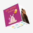 Happy 1st Birthday Granddaughter Cute Pink Rabbit With A Star-Shaped Balloon Confetti-exploding Greetings Card
