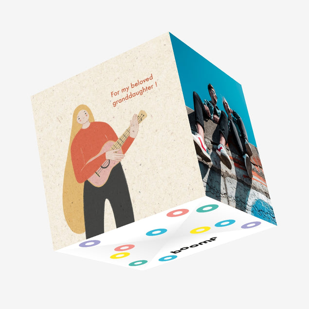 Beloved Granddaughter Guitar Confetti-exploding Greetings Card