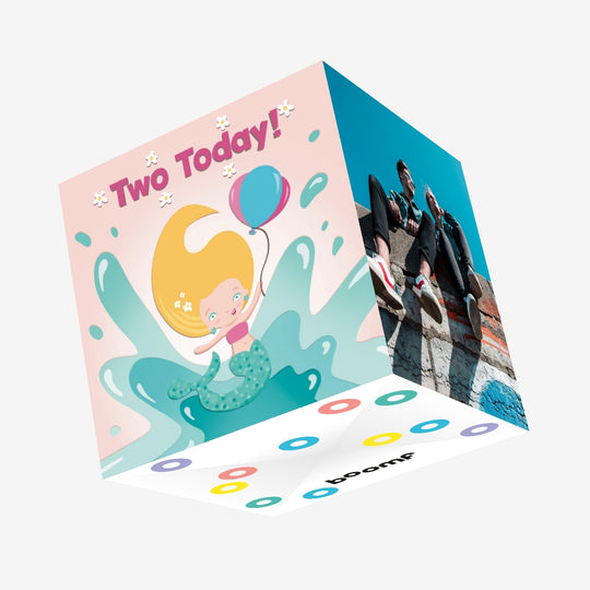 Cute Mermaid And Balloons 2nd Birthday Confetti-exploding Greetings Card