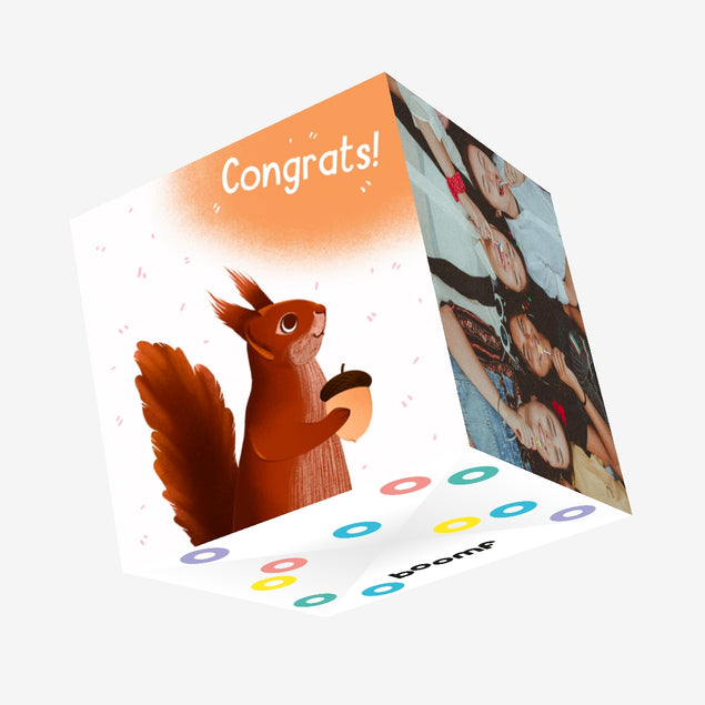 Squirrel With Acorn Congrats Confetti-exploding Greetings Card