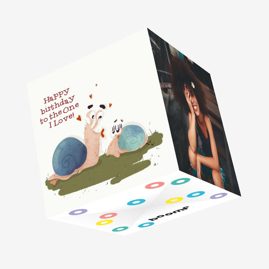 Happy Birthday To The One I Love Snails Confetti-exploding Greetings Card