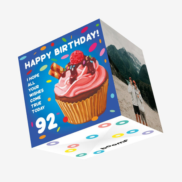 Happy 92nd Birthday Cupcake Confetti-exploding Greetings Card