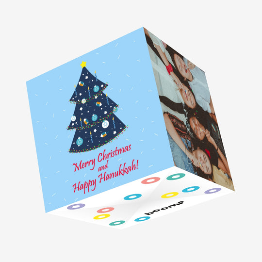 Happy Hanukkah Merry Christmas Confetti-exploding Greetings Card