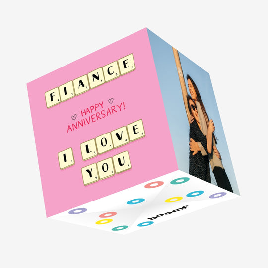 Happy Anniversary Fiance I Love You Scrabble Confetti-exploding Greetings Card