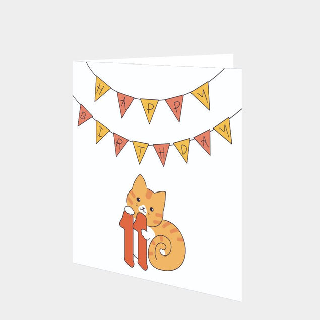 Birthday Cat 11 Card