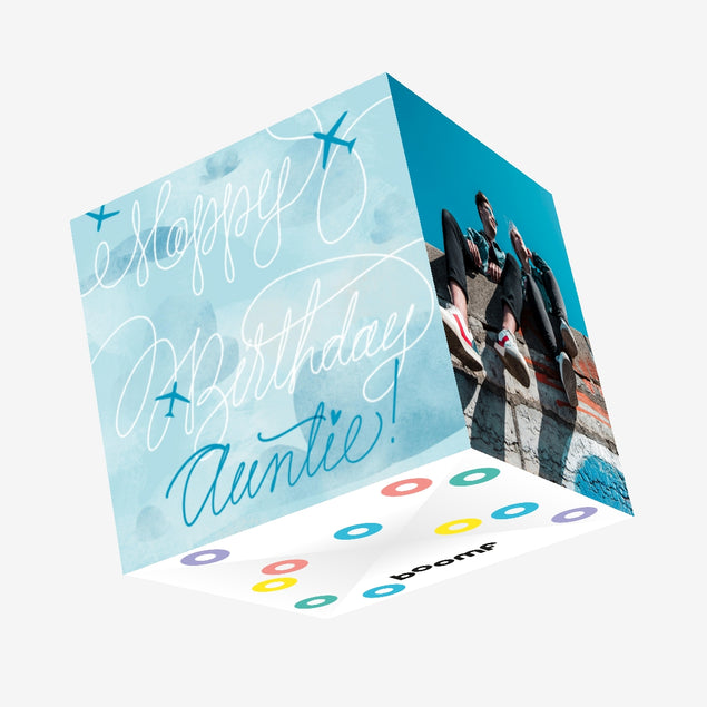 Blue Sky And Planes Happy Birthday Auntie Confetti-exploding Greetings Card