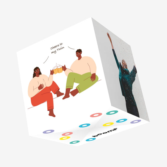 Beer Cheers To My Twin Happy Birthday Confetti-exploding Greetings Card