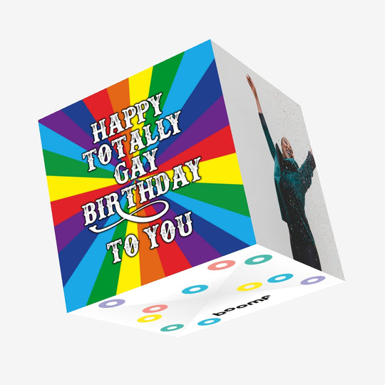 Happy Totally Gay Birthday To You Rainbow Confetti-exploding Greetings Card