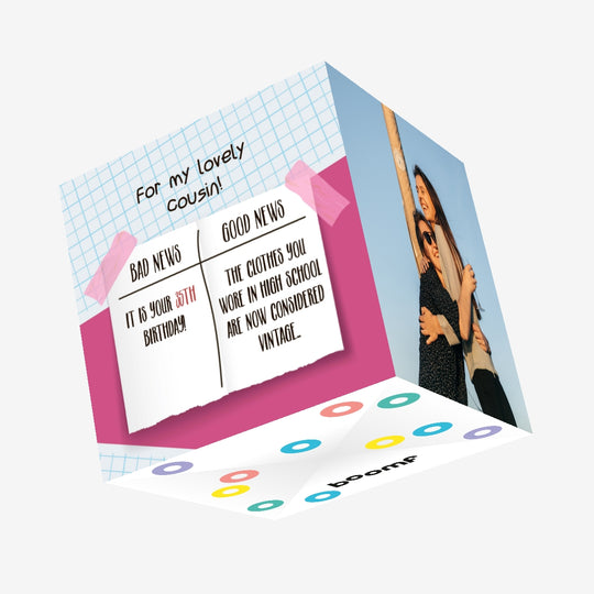 News Sticker Happy 35th Birthday Cousin Confetti-exploding Greetings Card