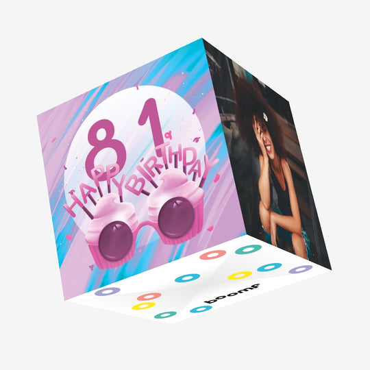 Happy 81st Birthday Cupcake Glasses Confetti-exploding Greetings Card