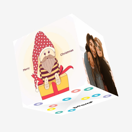 Merry Christmas Gnome And Gift Confetti-exploding Greetings Card