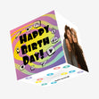 Happy Birthday Notifications Yellow And Purple Confetti-exploding Greetings Card