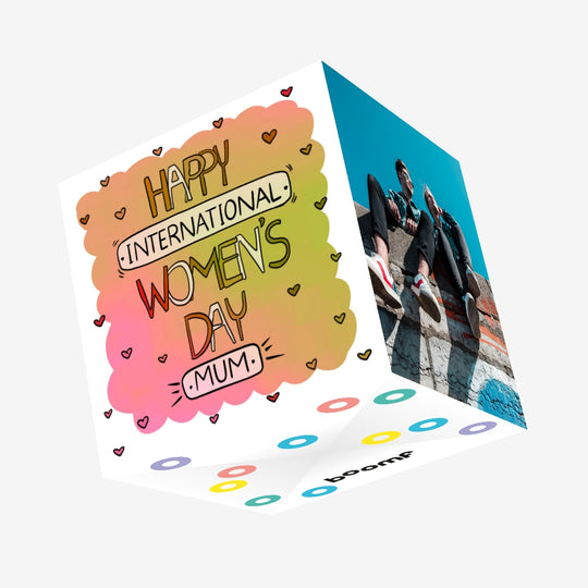 Happy Women's Day Mum Colourful Confetti-exploding Greetings Card