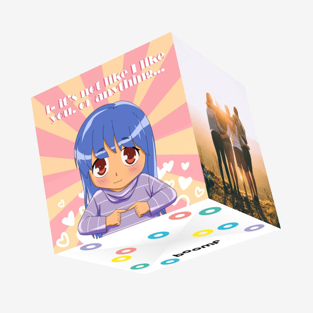 Shy Anime Girl Valentine's Confetti-exploding Greetings Card