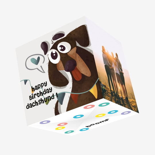 Happy Birthday Dachshund Dog Confetti-exploding Greetings Card