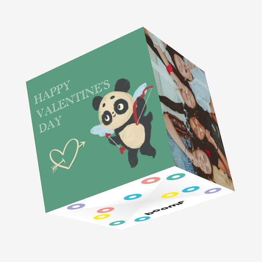 Happy Valentine's Day Cupid Panda Confetti-exploding Greetings Card