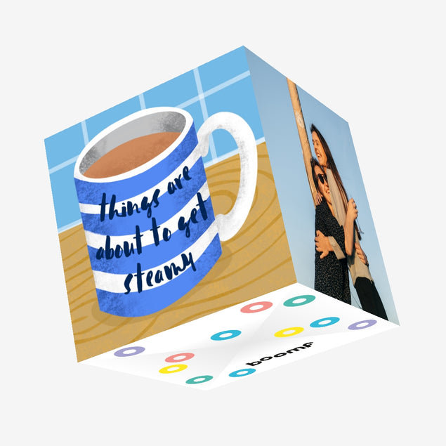 Steamy Anniversary Confetti-exploding Greetings Card