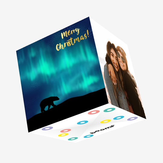 Merry Christmas Polar Bear Confetti-exploding Greetings Card