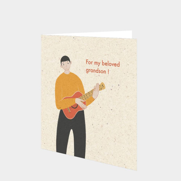 For My Beloved Grandson Guitar Card