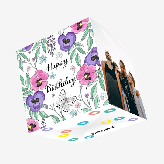 Beautiful Pansies Birthday Confetti-exploding Greetings Card