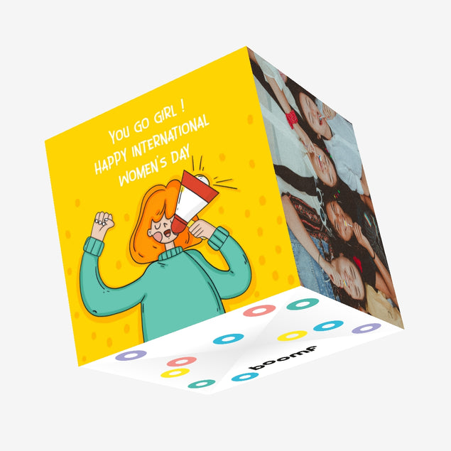 You Go Girl Megaphone Speaker International Women's Day Confetti-exploding Greetings Card