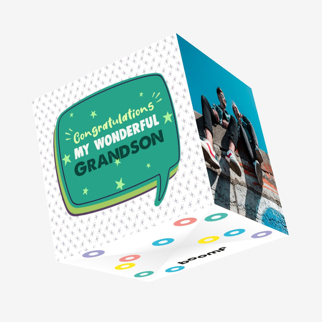 Congratulations My Wonderful Grandson Chat Confetti-exploding Greetings Card