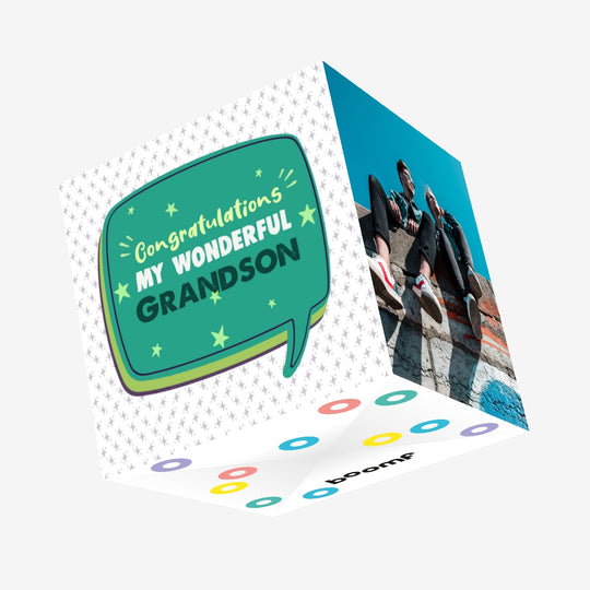 Congratulations My Wonderful Grandson Chat Confetti-exploding Greetings Card