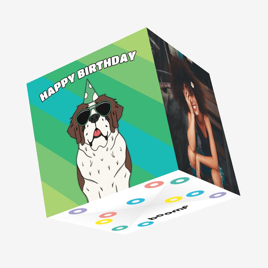 Cool Saint Bernard Dog Birthday Confetti-exploding Greetings Card
