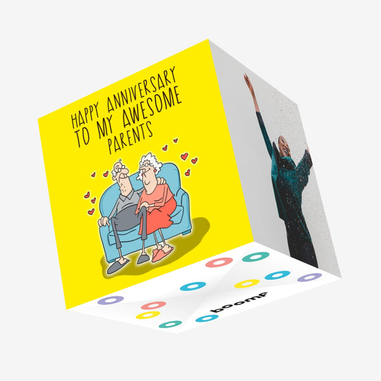 My Awesome Parents Happy Anniversary Confetti-exploding Greetings Card