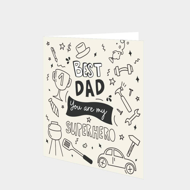 Dad You Are My Superhero Doodle Card