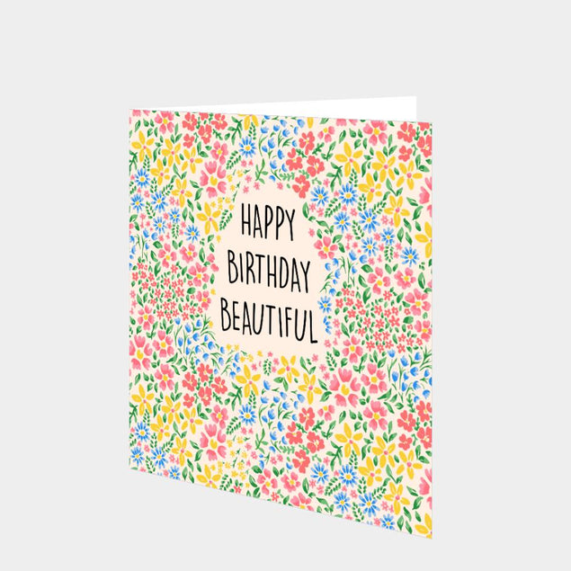 Happy Birthday Beautiful Colourful Flowers Card